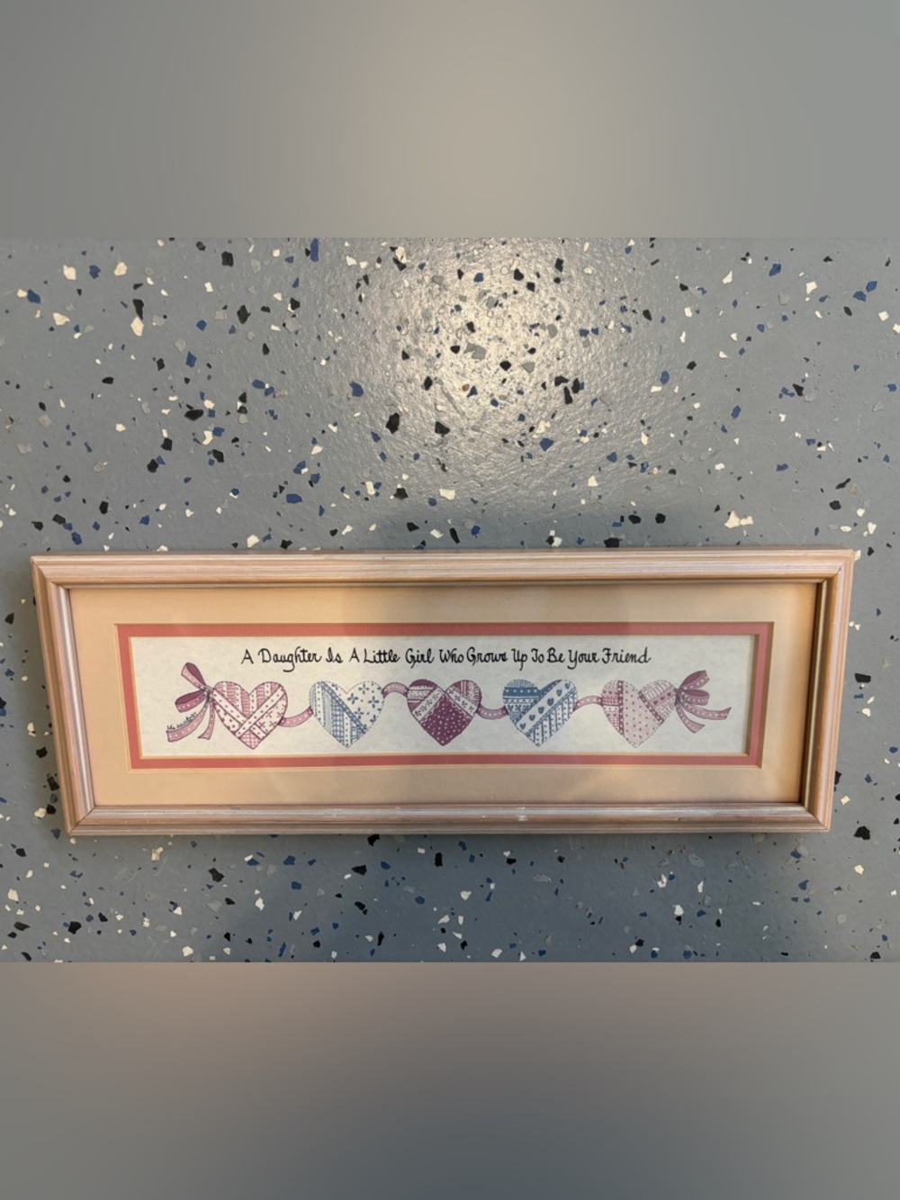 Source Unknown Pink and Blue Heart Ribbon Framed Wall Art